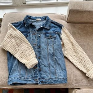 Litz 'hybrid' denim jacket with knit sleeves